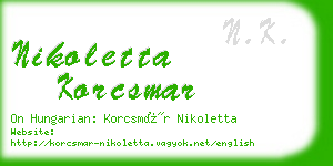 nikoletta korcsmar business card